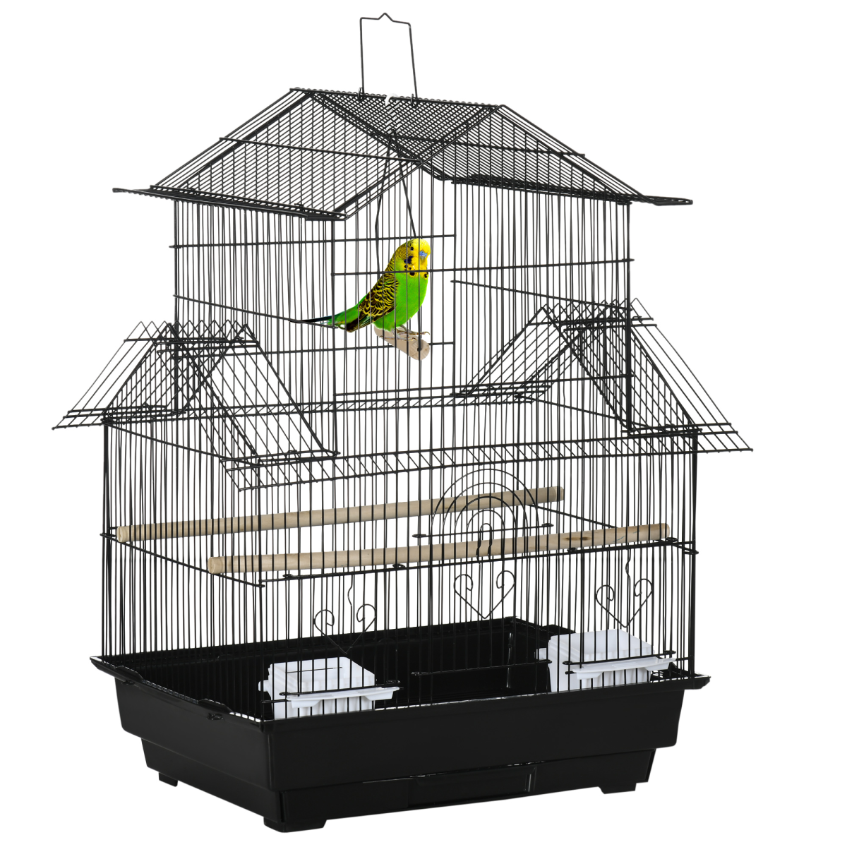 cortex-london-windsor-small-black-bird-cage-steel-plastic-perches-food-containers