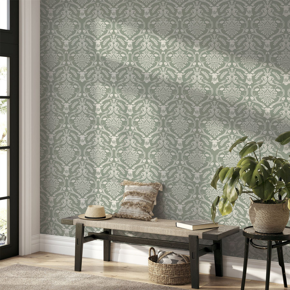 cortex-london-windsor-stag-damask-sage-green-wallpaper