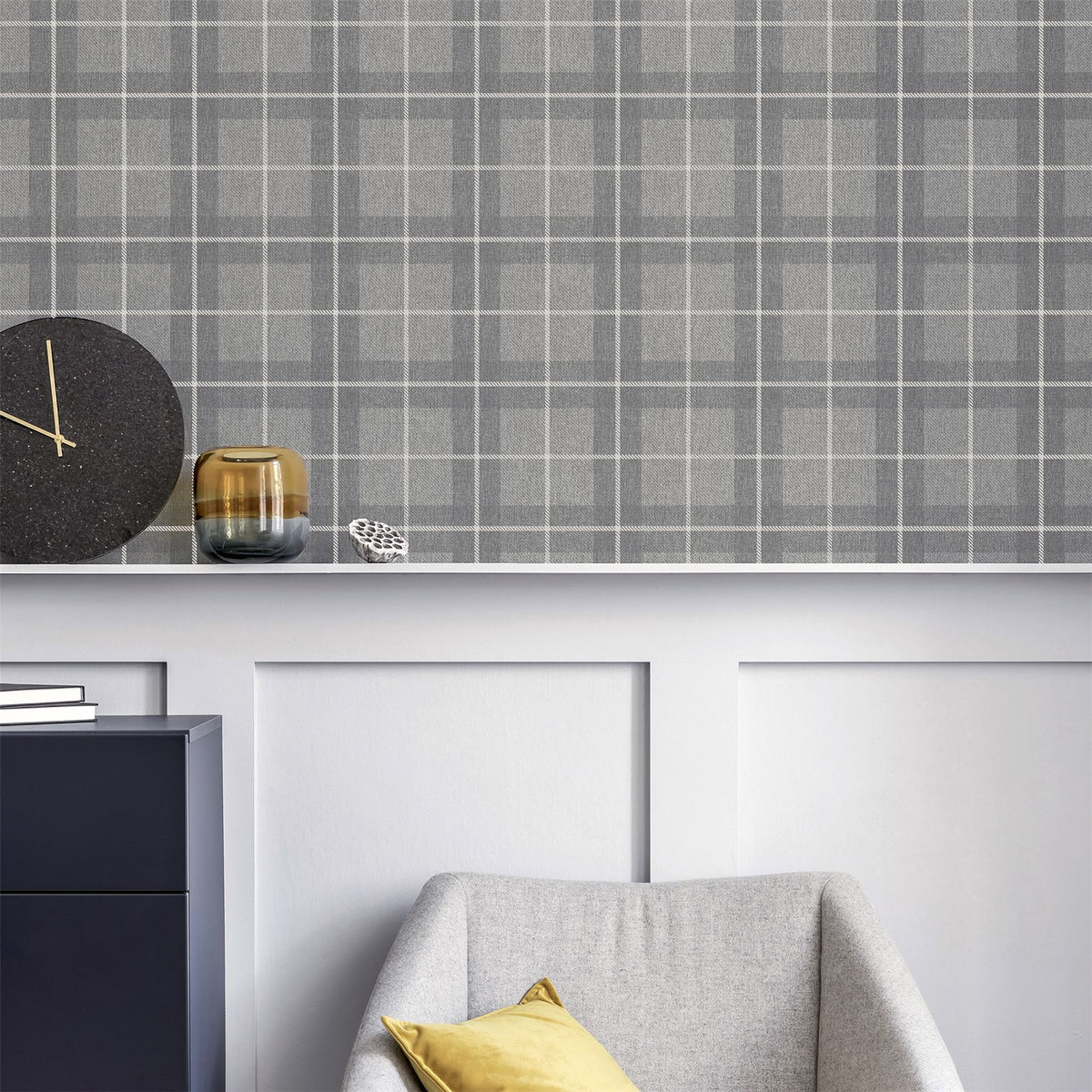 cortex-london-windsor-heritage-check-grey-silver-wallpaper-tartan-textured-fabric-effect