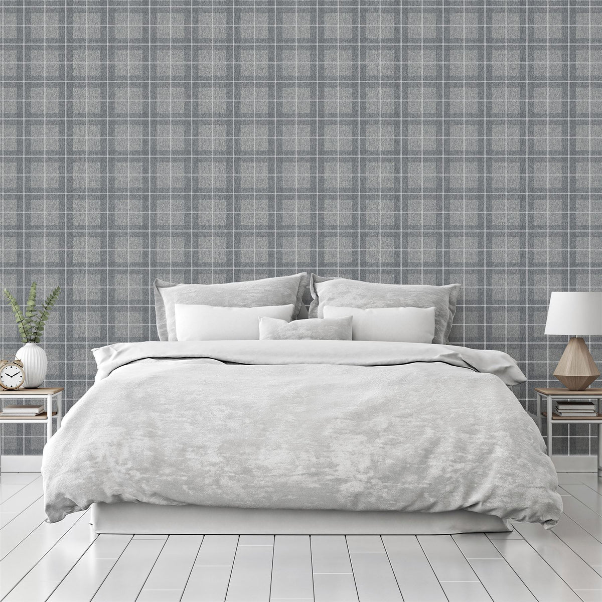 cortex-london-windsor-heritage-check-grey-silver-wallpaper-tartan-textured-fabric-effect