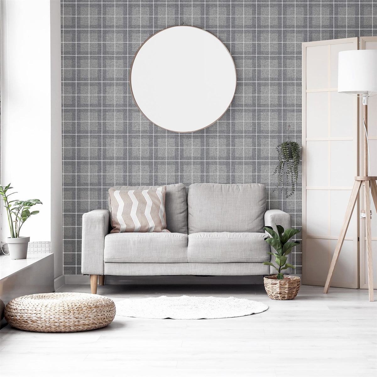 cortex-london-windsor-heritage-check-grey-silver-wallpaper-tartan-textured-fabric-effect