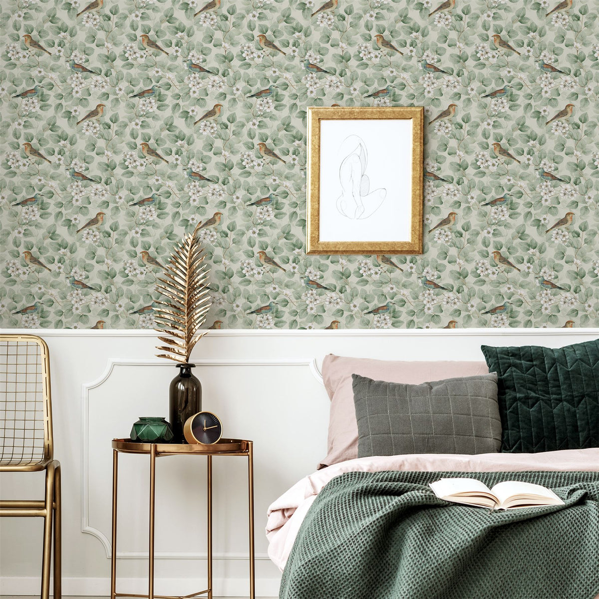 cortex-london-birds-blossoms-green-sw12-vintage-style-wallpaper