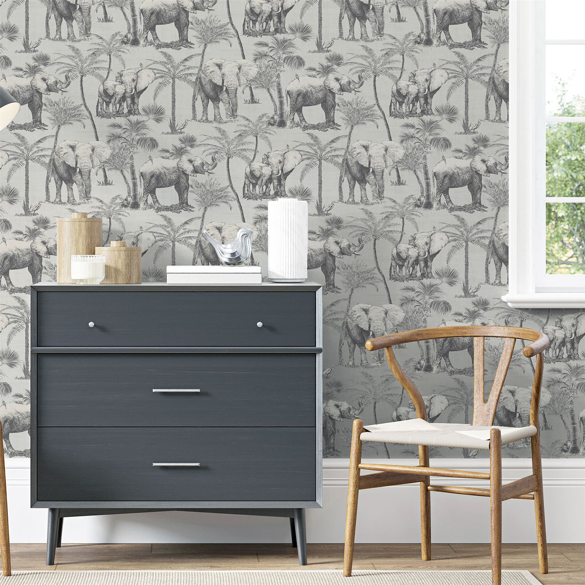 cortex-london-windsor-safari-elephant-charcoal-vinyl-wallpaper
