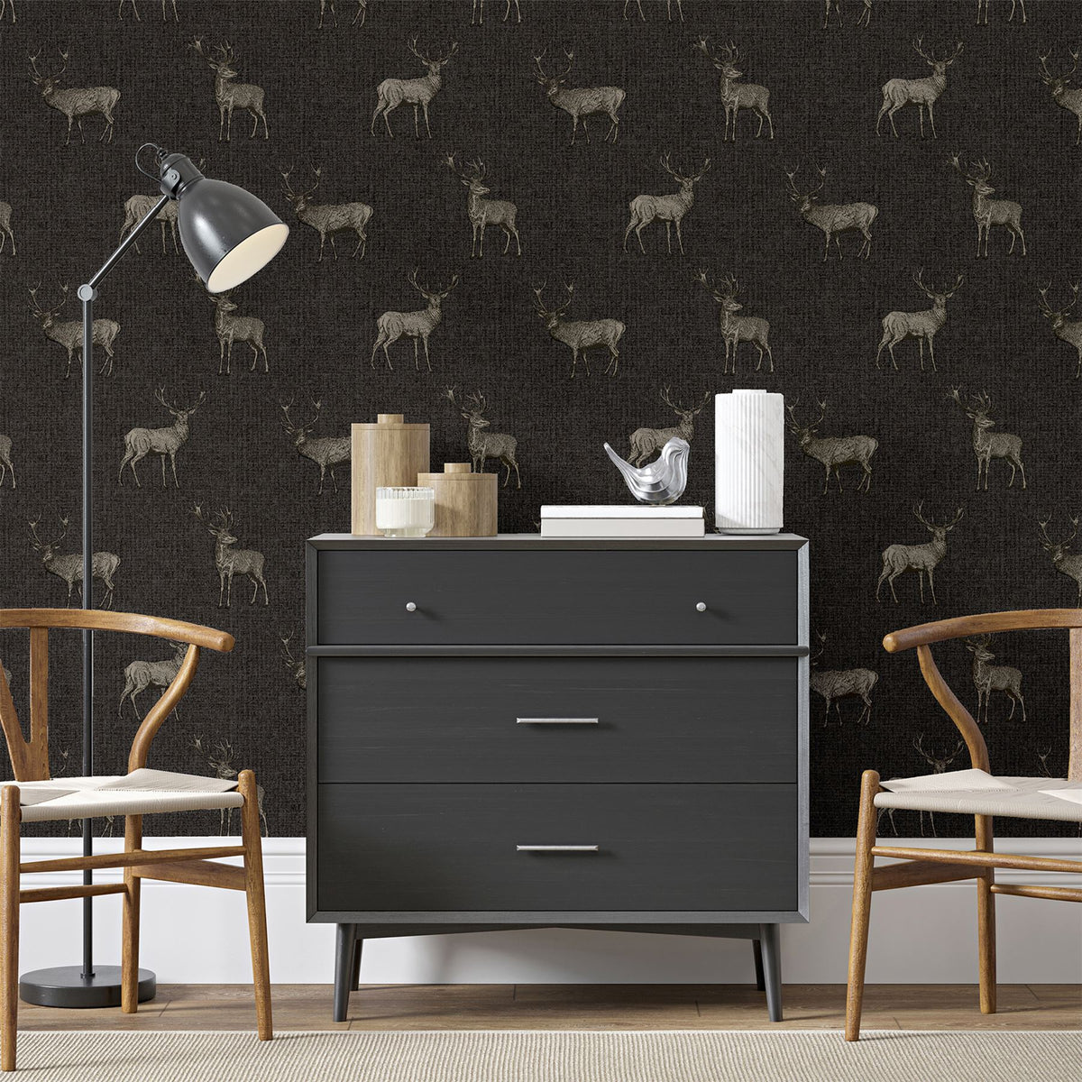 cortex-london-windsor-heritage-stag-charcoal-copper-wallpaper