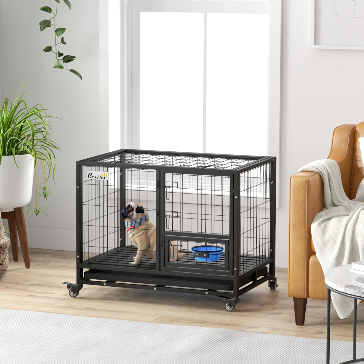 cortex-london-windsor-heavy-duty-dog-crate-on-wheels-with-bowl-holder