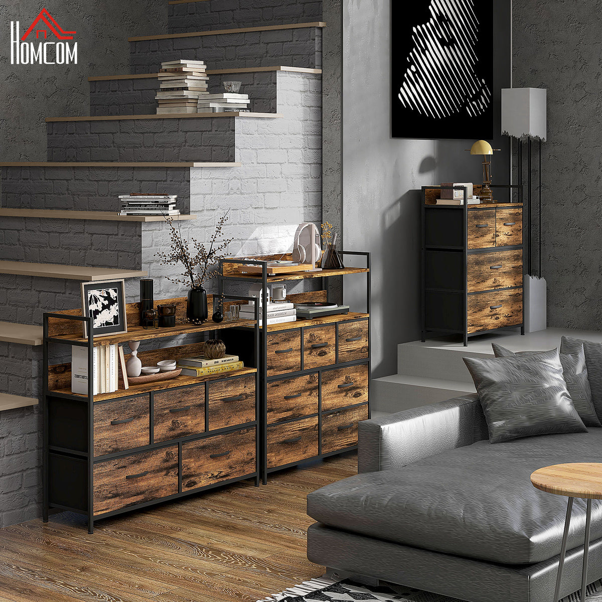 cortex-london-york-homcom-rustic-brown-seven-drawer-chest-of-drawers-with-shelves