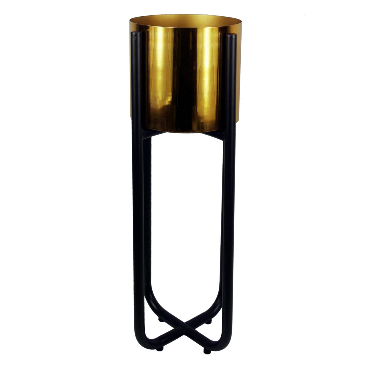 Tall Black Stand with Gold Metal Planter 62cm x 18cm