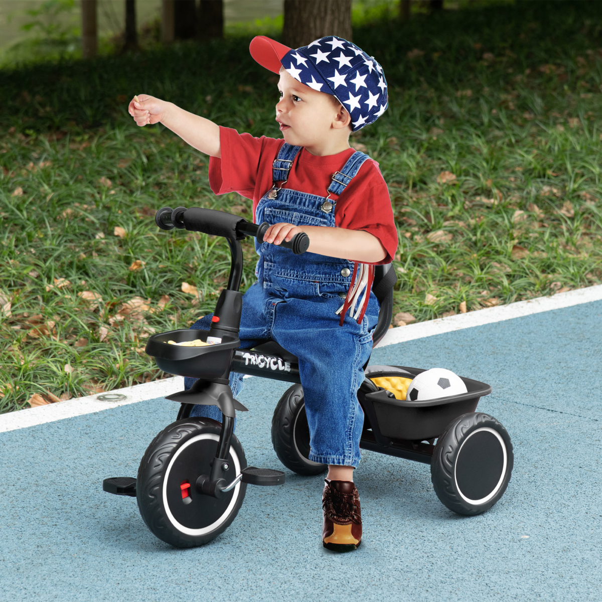 cortex-london-windsor-kids-trike-black-adjustable-seat-storage-baskets