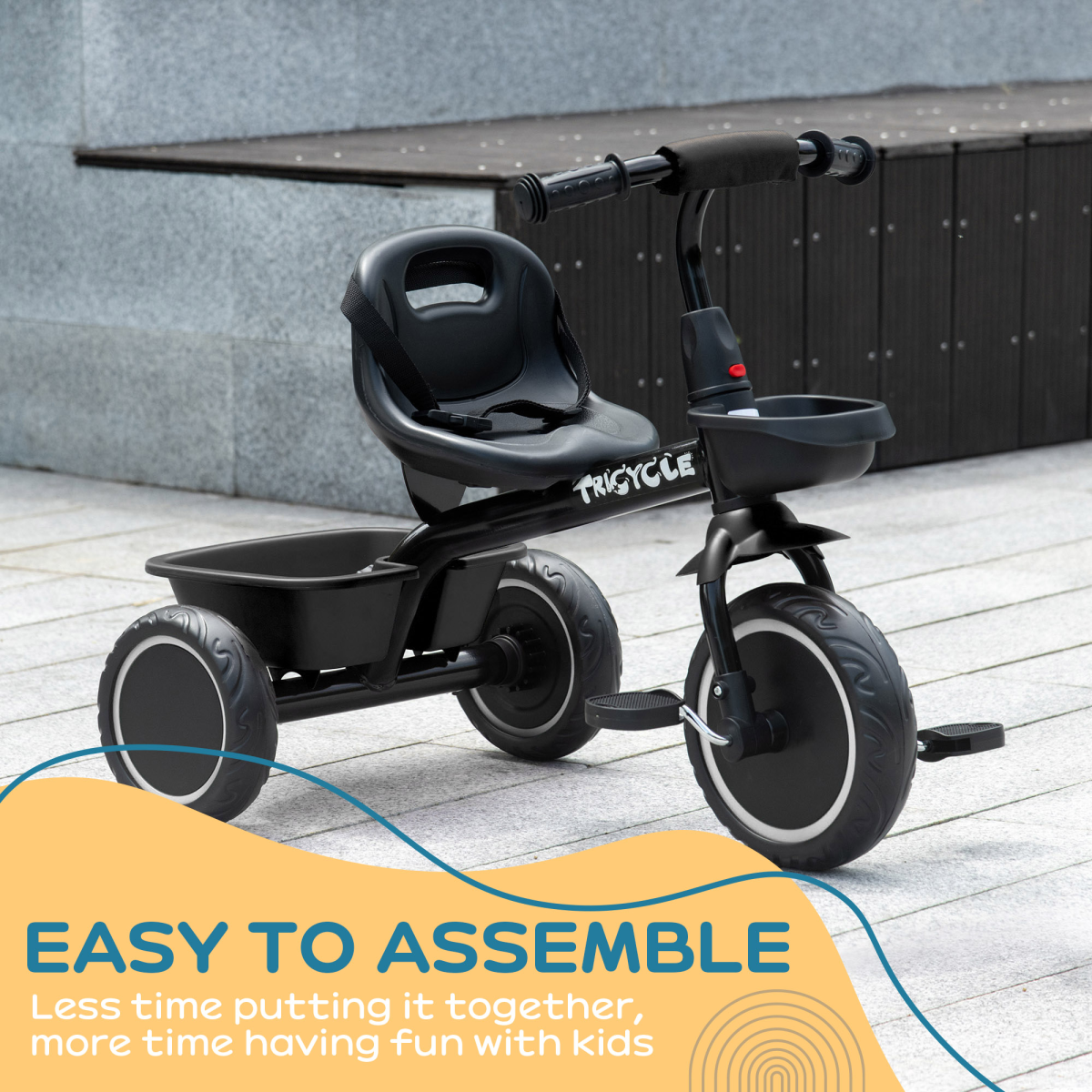 cortex-london-windsor-kids-trike-black-adjustable-seat-storage-baskets