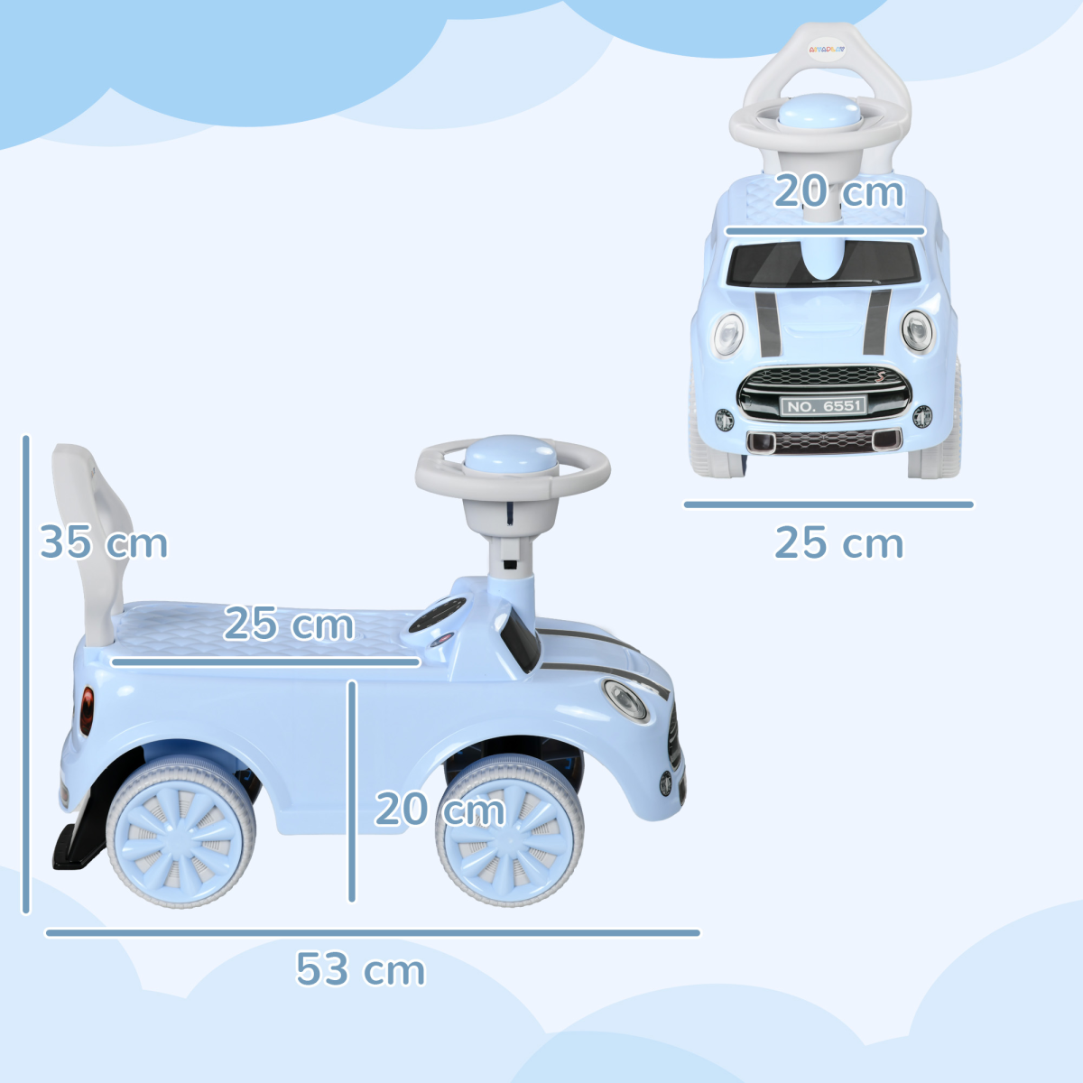 cortex-london-windsor-ride-on-car-light-blue-horn-steering-wheel