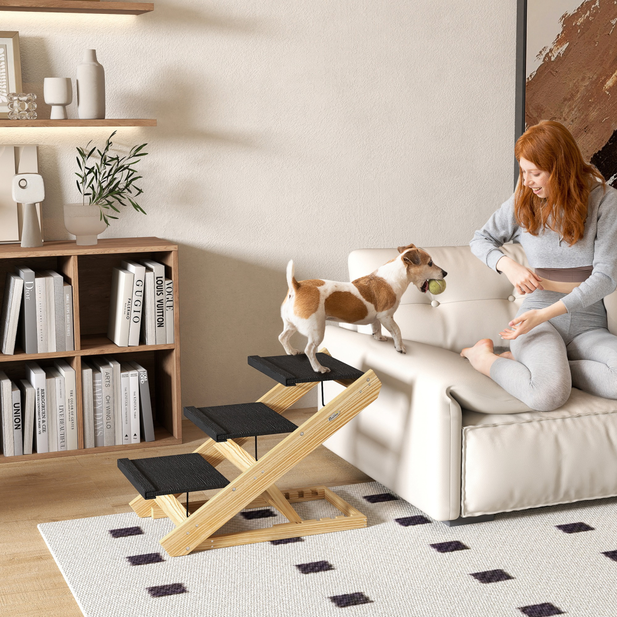 cortex-london-york-adjustable-dog-steps-and-ramp-pine-wood-natural-wood-finish-white