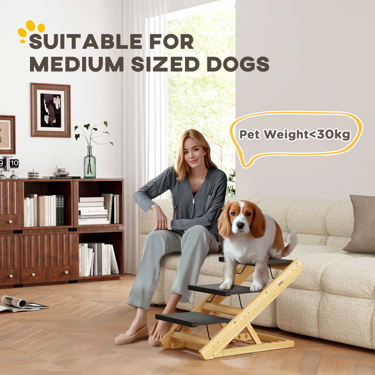 cortex-london-york-adjustable-dog-steps-and-ramp-pine-wood-natural-wood-finish-white