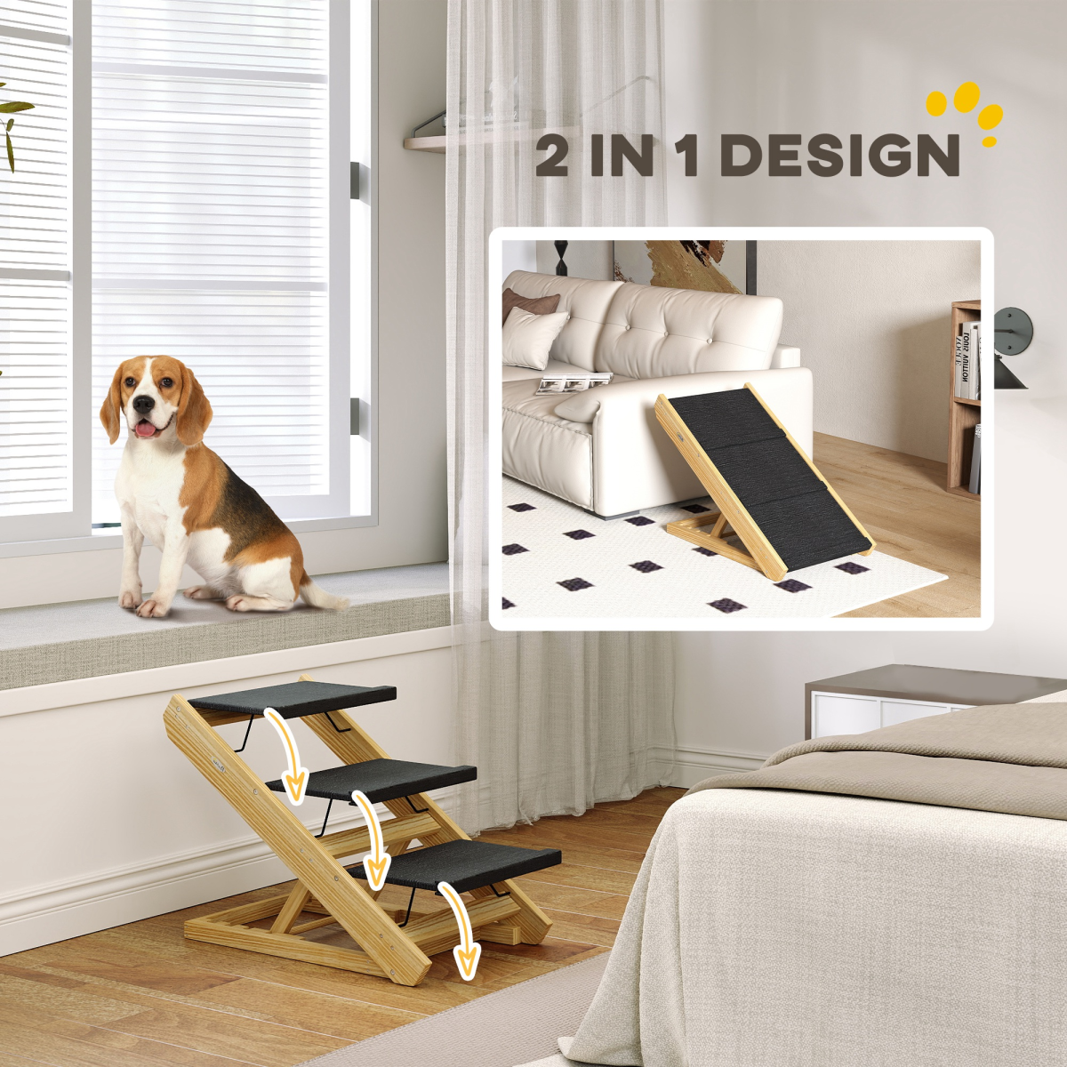 cortex-london-york-adjustable-dog-steps-and-ramp-pine-wood-natural-wood-finish-white