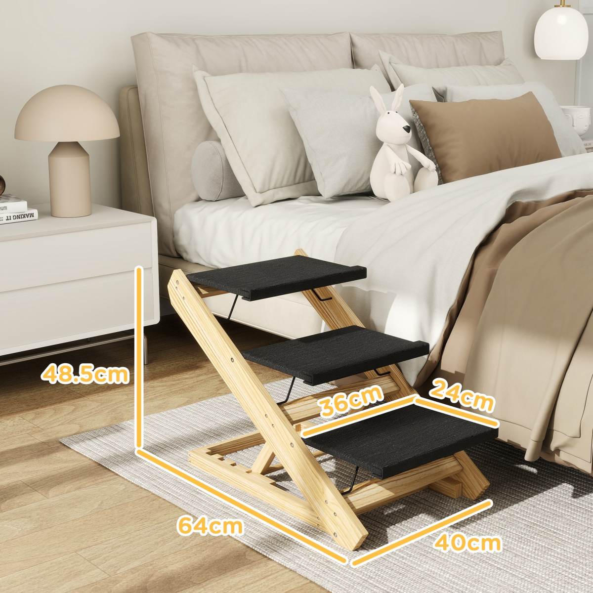 cortex-london-york-adjustable-dog-steps-and-ramp-pine-wood-natural-wood-finish-white