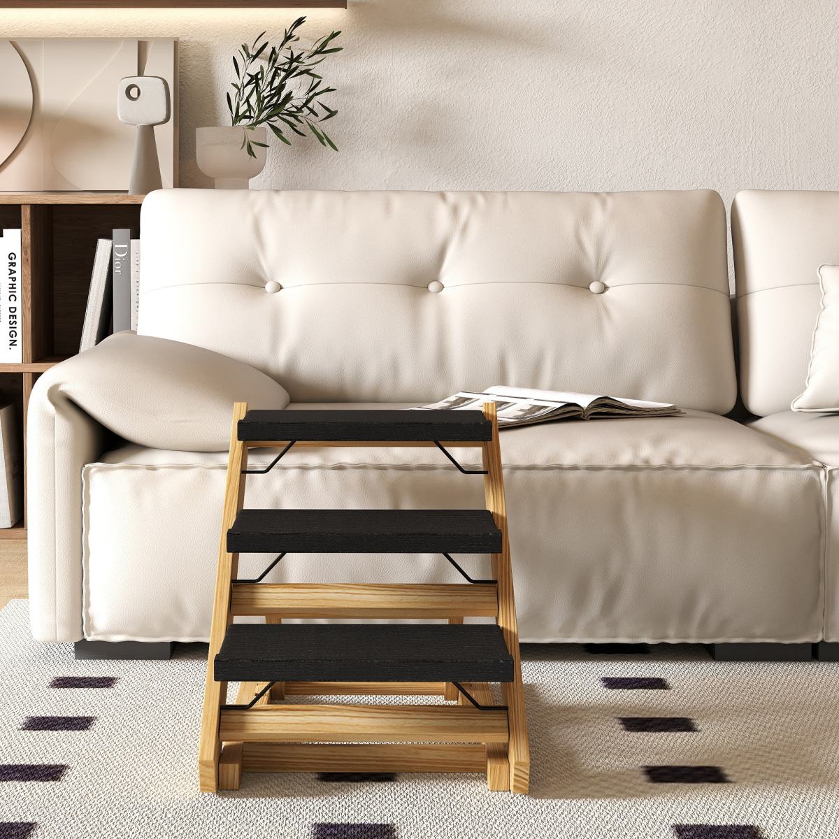 cortex-london-york-adjustable-dog-steps-and-ramp-pine-wood-natural-wood-finish-white