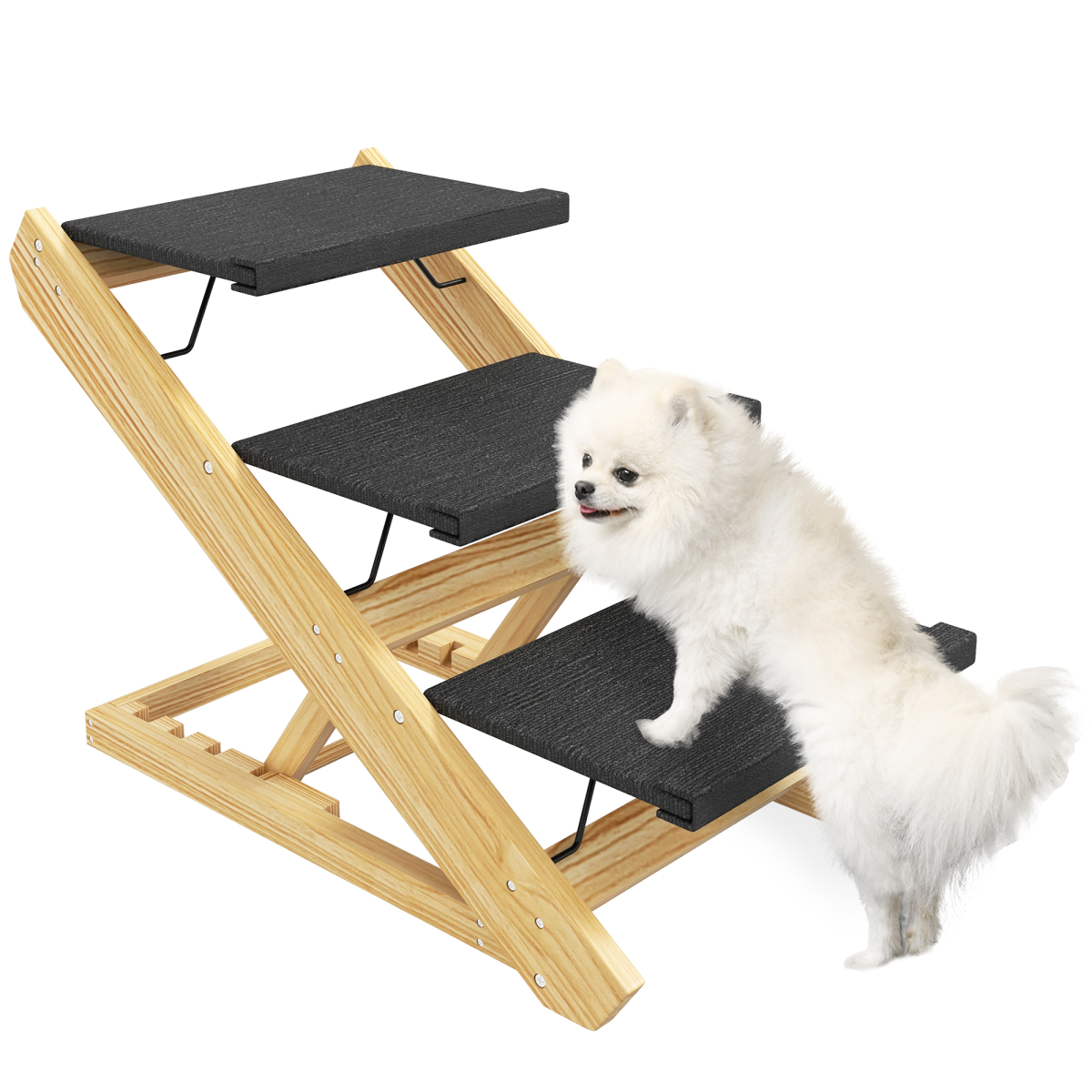 cortex-london-york-adjustable-dog-steps-and-ramp-pine-wood-natural-wood-finish-white