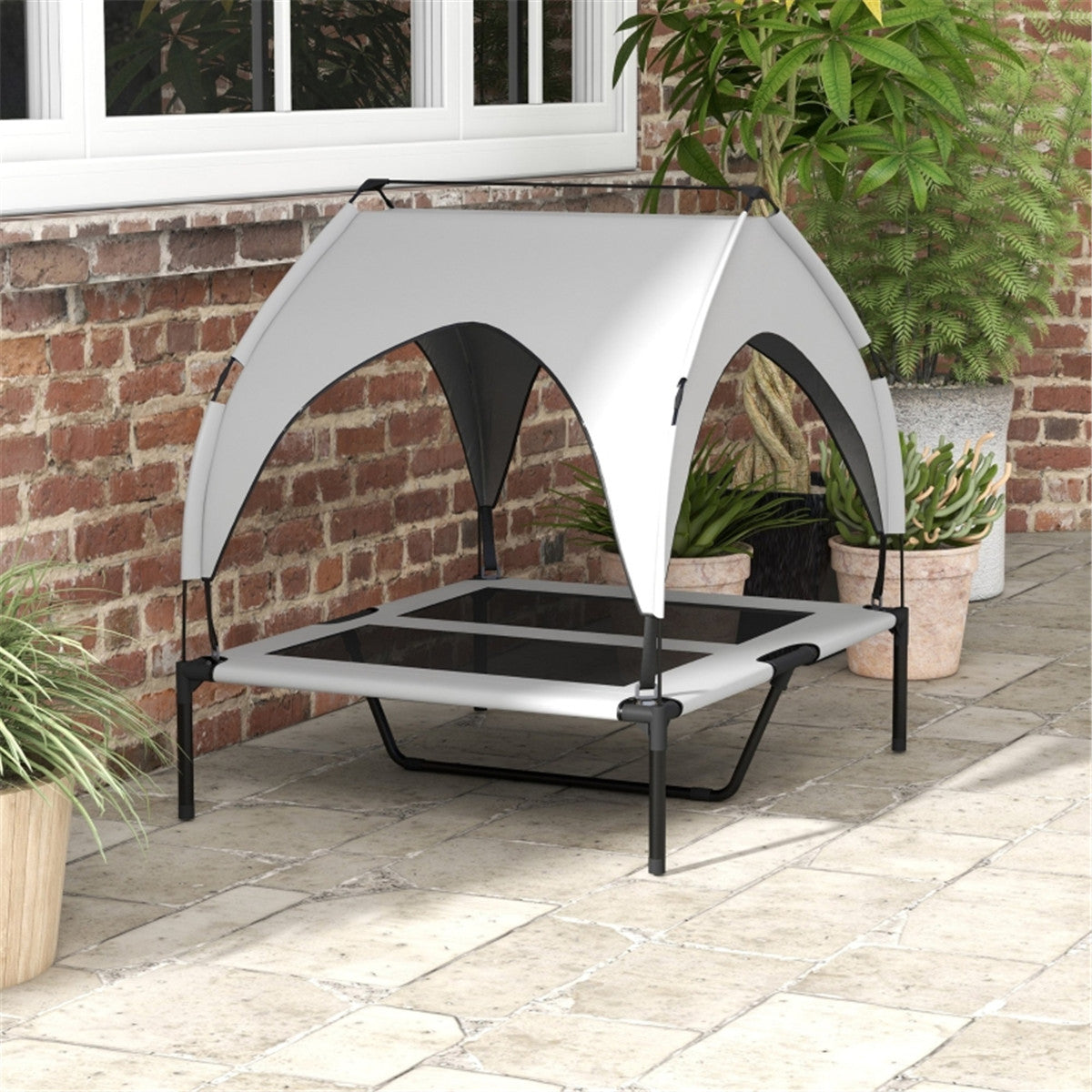 cortex-london-windsor-elevated-canopy-pet-bed-light-grey