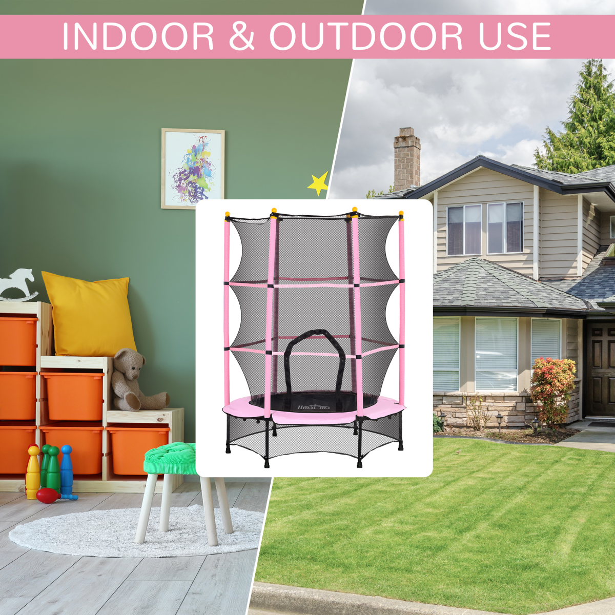 cortex-london-windsor-kids-trampoline-safety-enclosure-black-indoor-outdoor