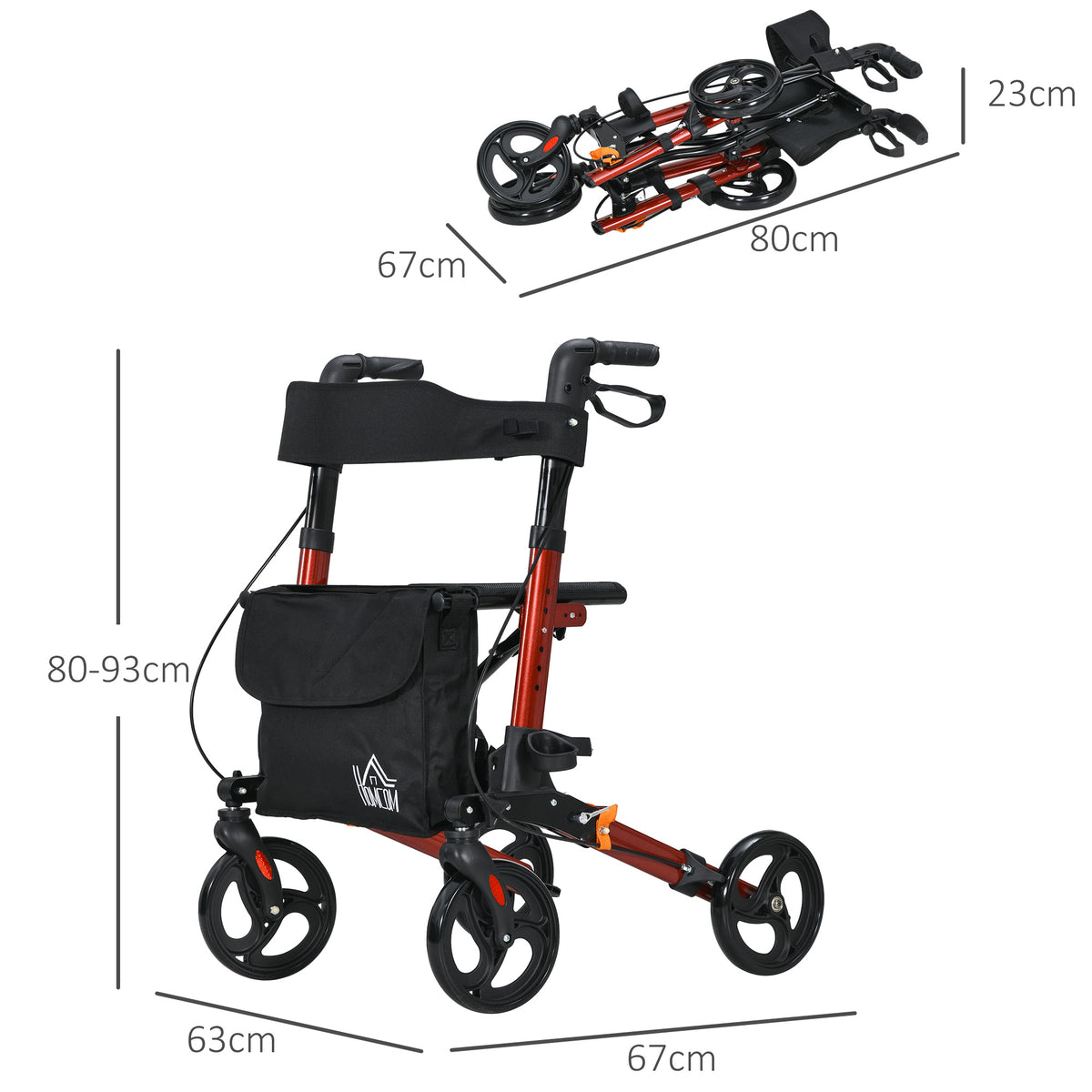 cortex-london-windsor-four-wheel-rollator-walker-with-seat-red-black