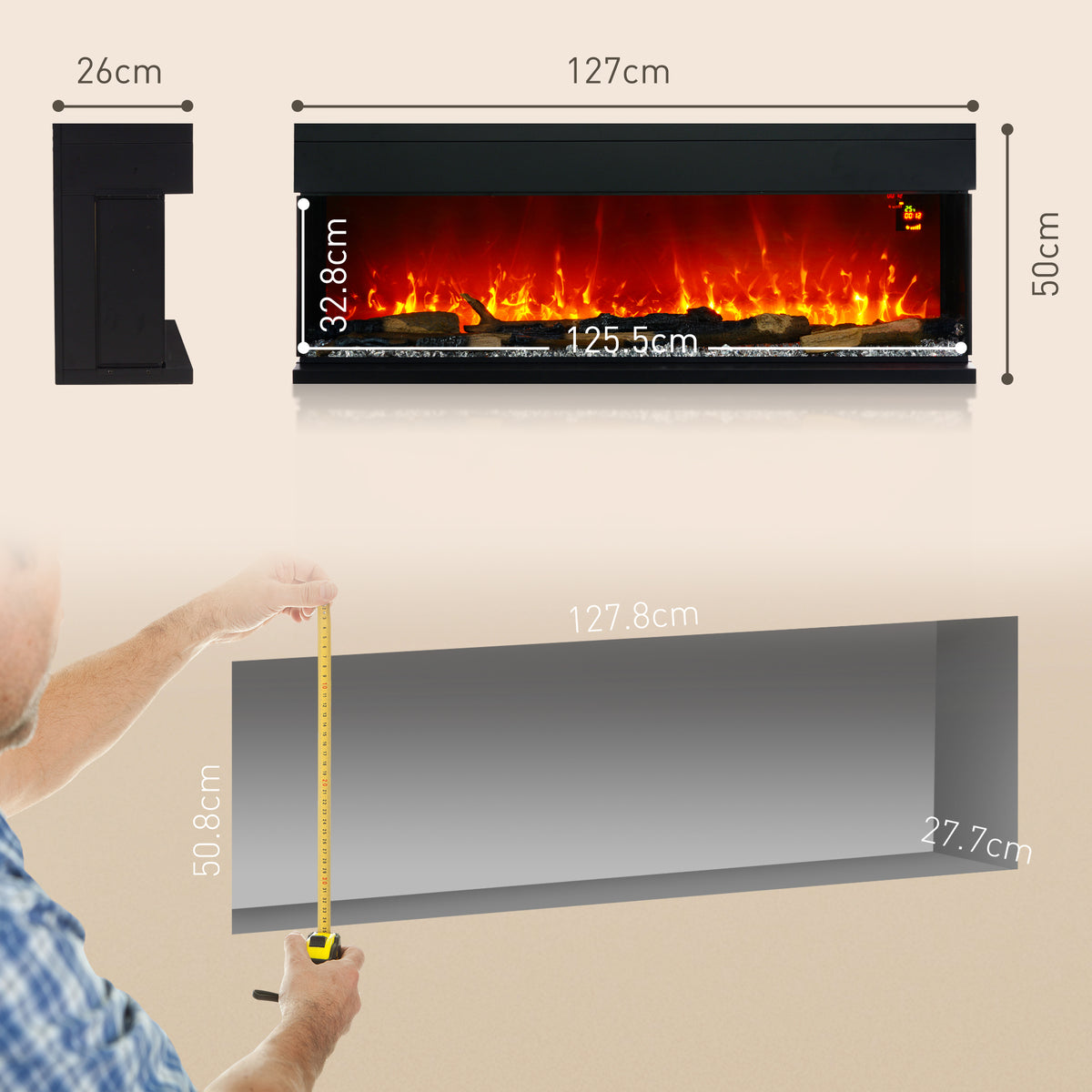 cortex-london-yorkminster-127cm-electric-fireplace-black