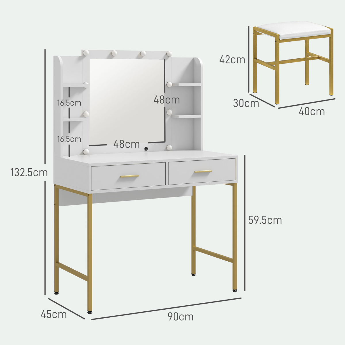 cortex-london-kensington-black-lighted-makeup-vanity-desk-set-with-mirror-stool-drawers