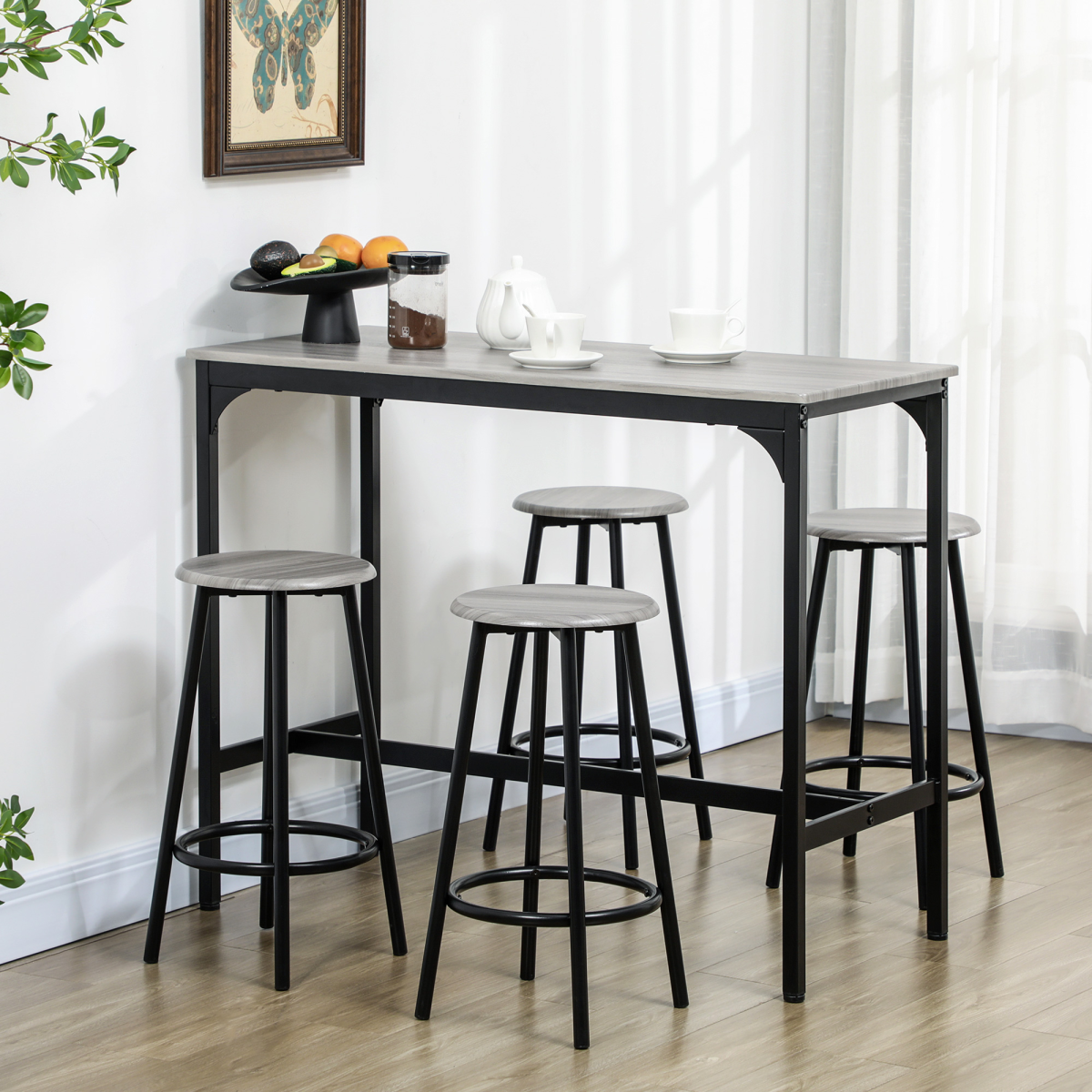 cortex-london-homcom-grey-black-five-piece-bar-table-four-stools-metal-frame