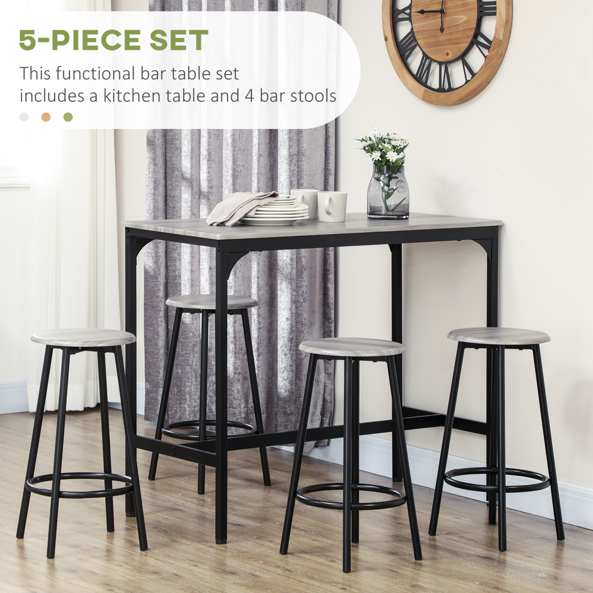 cortex-london-homcom-grey-black-five-piece-bar-table-four-stools-metal-frame