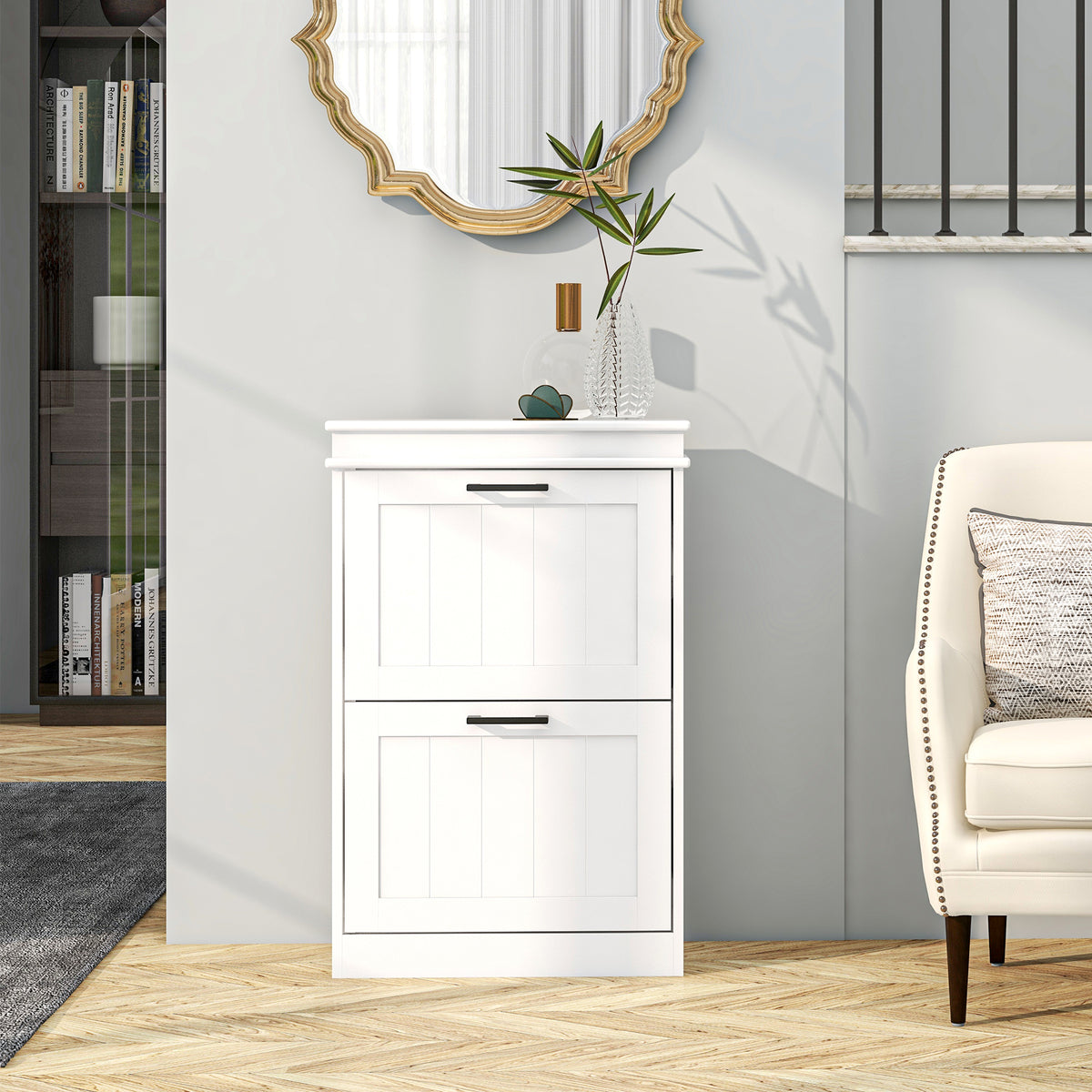 cortex-london-windsor-slim-white-mdf-shoe-storage-cabinet-two-flip-drawers