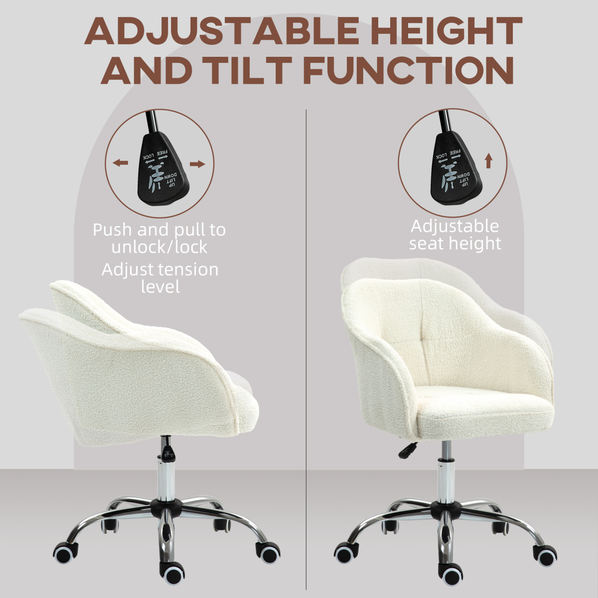 cortex-london-windsor-cream-white-teddy-fleece-vanity-chair-height-adjustable-wheels