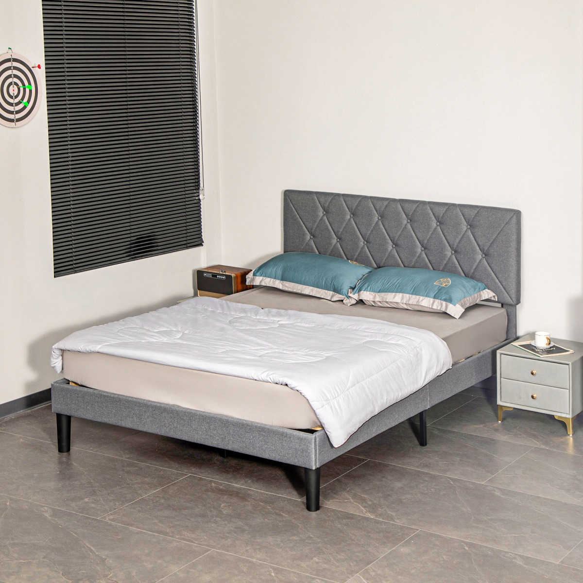 cortex-london-windsor-double-bed-frame-adjustable-linen-look-headboard-grey-black