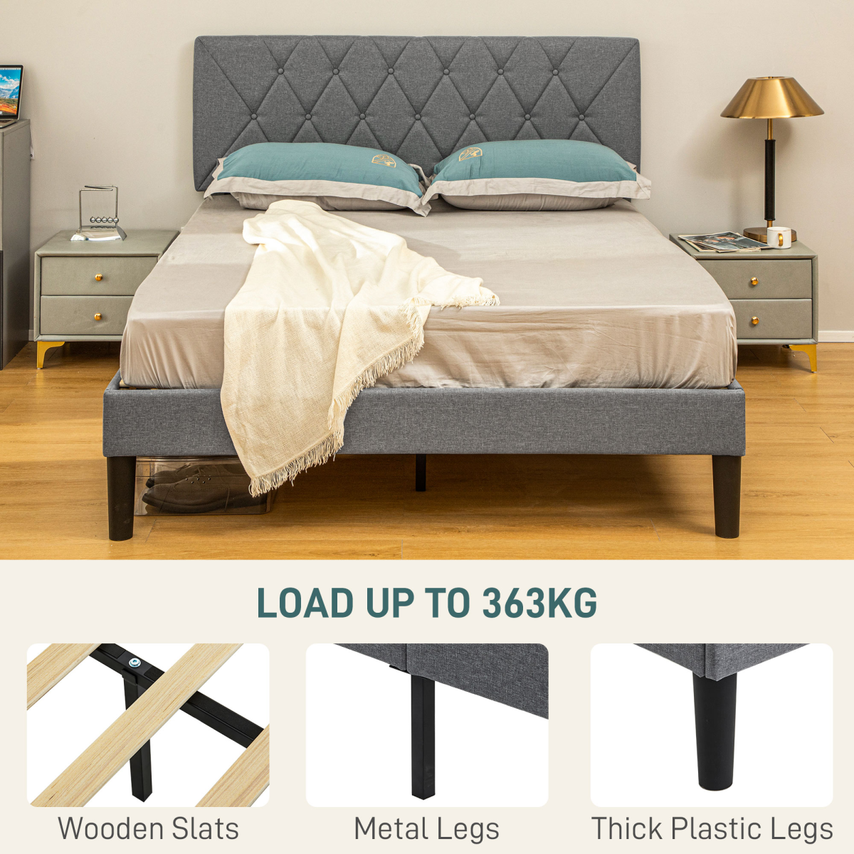 cortex-london-windsor-double-bed-frame-adjustable-linen-look-headboard-grey-black