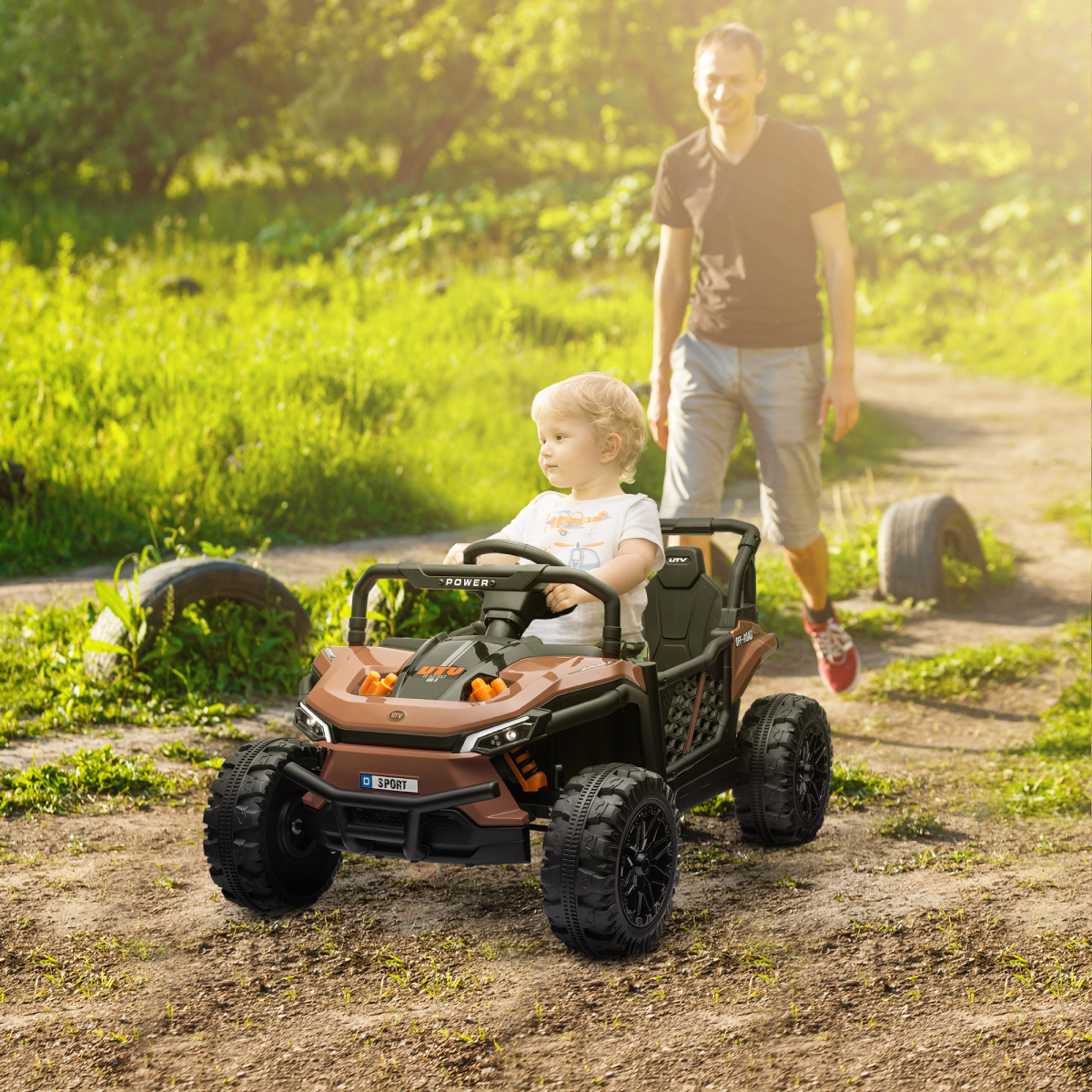 cortex-london-windsor-12v-kids-electric-ride-on-truck-brown