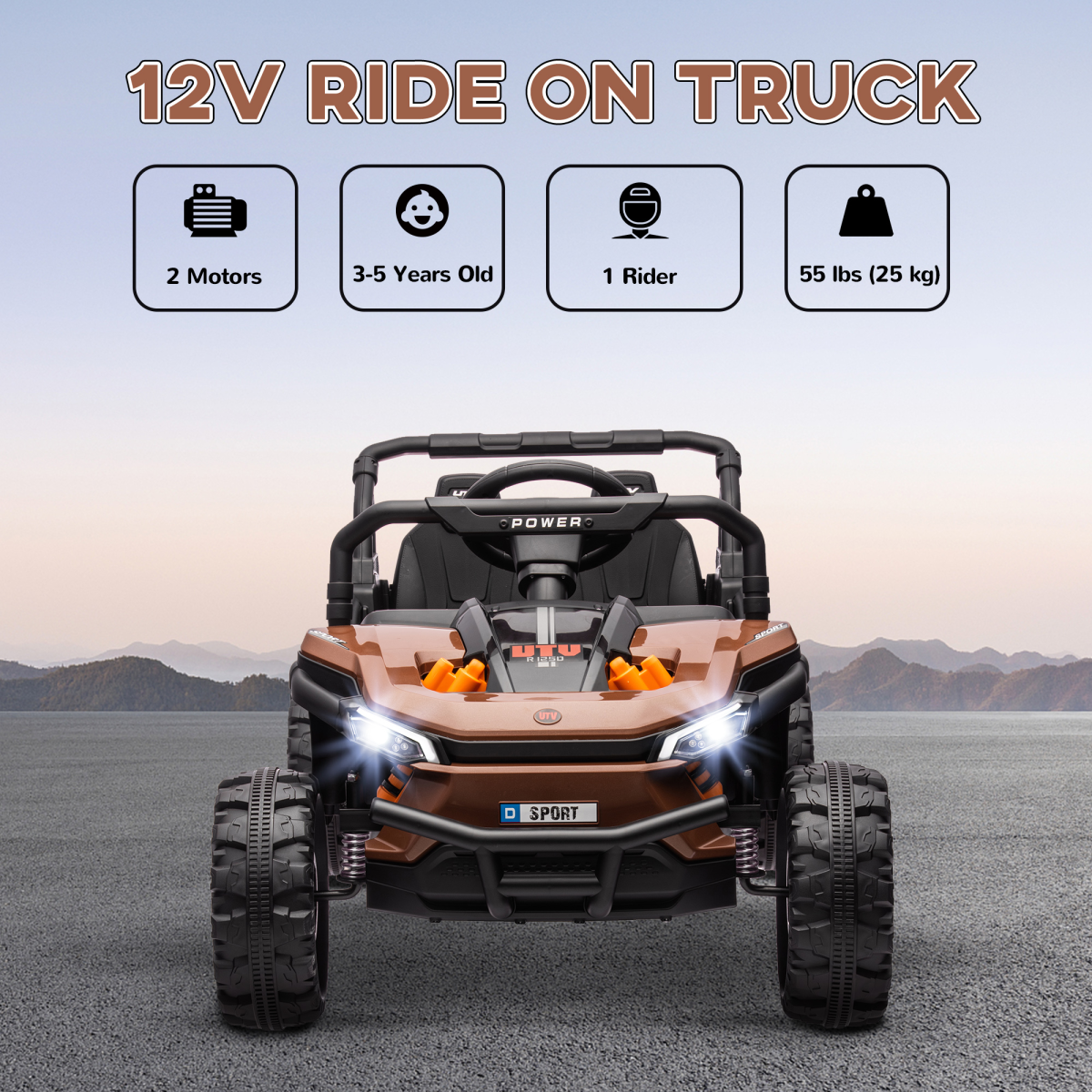 cortex-london-windsor-12v-kids-electric-ride-on-truck-brown