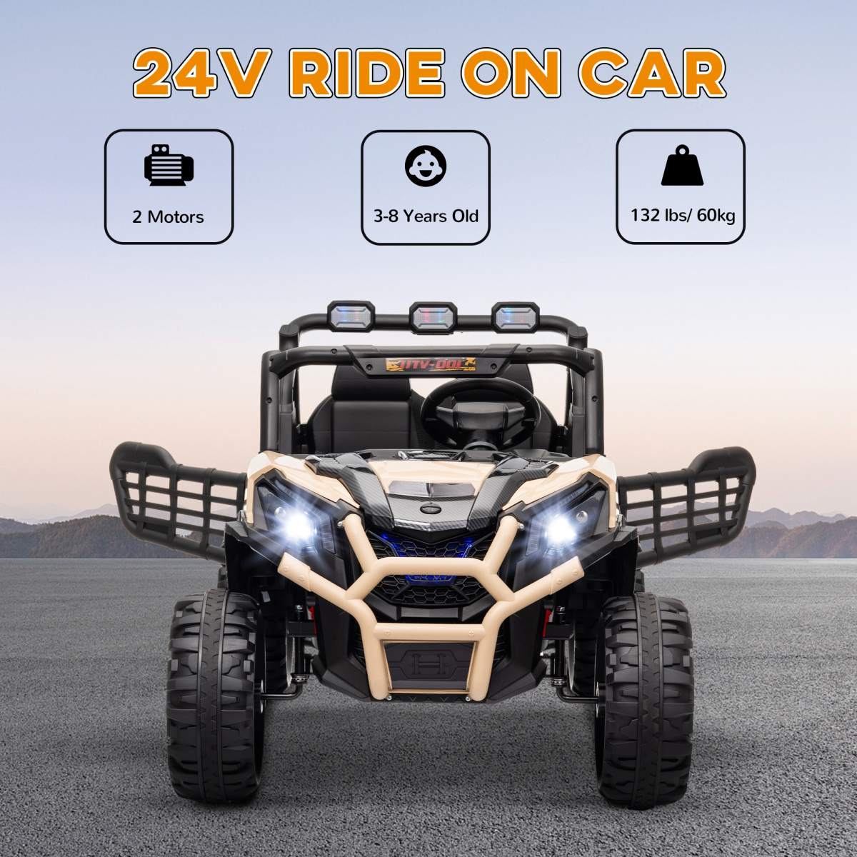 cortex-london-windsor-24v-two-seater-khaki-kids-electric-car-remote-control