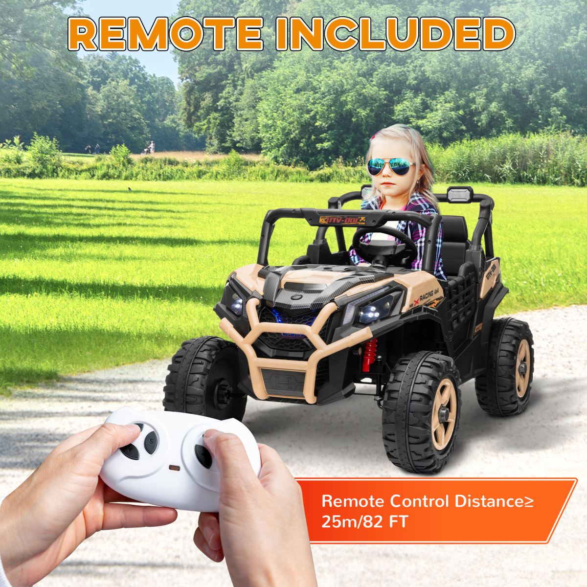 cortex-london-windsor-24v-two-seater-khaki-kids-electric-car-remote-control