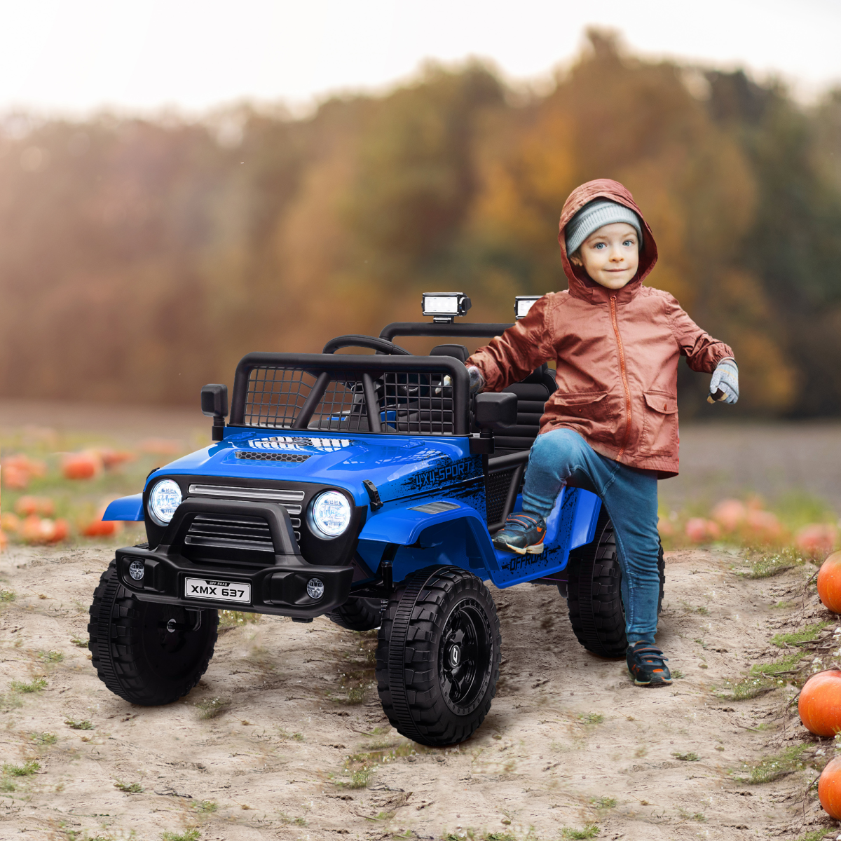 cortex-london-windsor-kids-12v-electric-ride-on-truck-blue