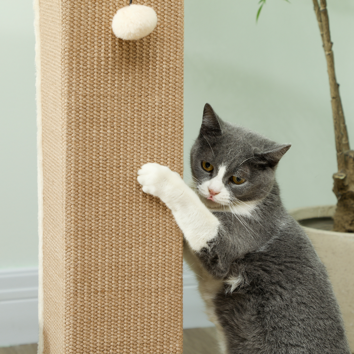 cortex-london-windsor-81cm-cat-scratching-post-sisal-rope-hanging-ball-brown-cream-white