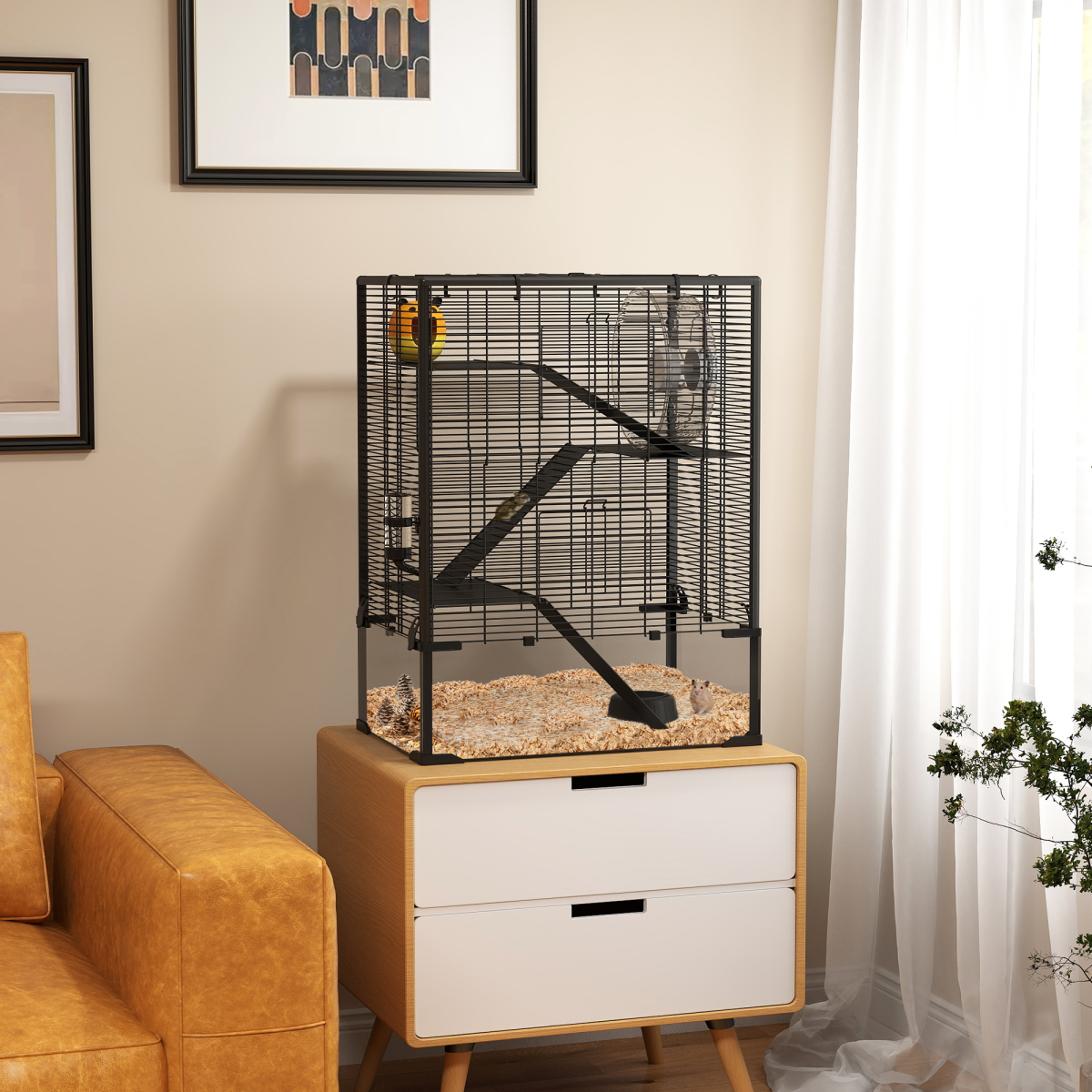 cortex-london-windsor-four-tier-hamster-cage-tempered-glass-base-black-transparent