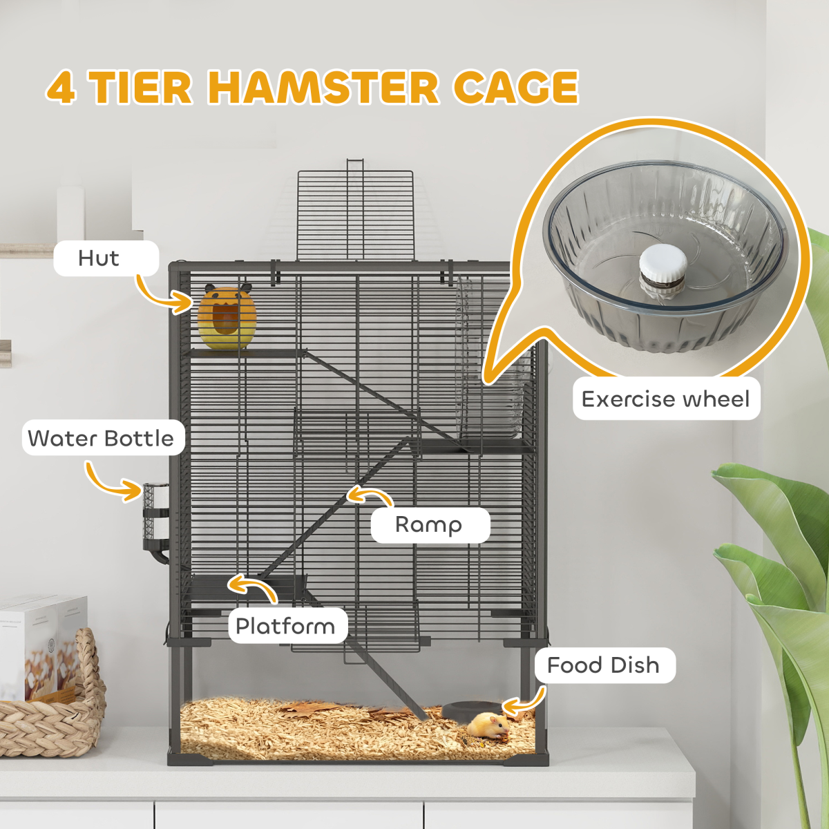 cortex-london-windsor-four-tier-hamster-cage-tempered-glass-base-black-transparent
