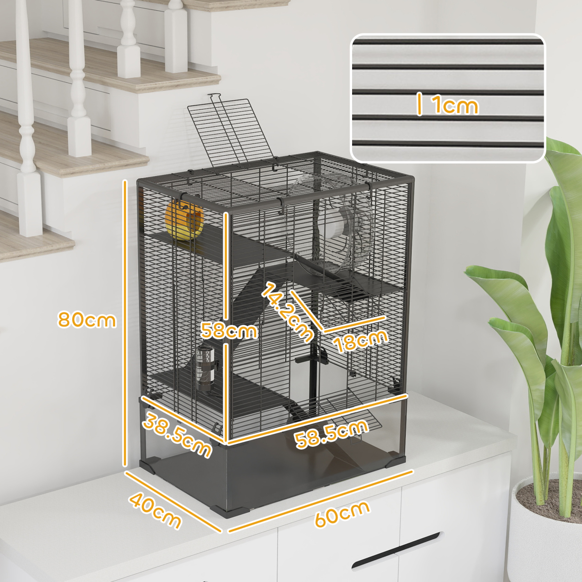 cortex-london-windsor-four-tier-hamster-cage-tempered-glass-base-black-transparent