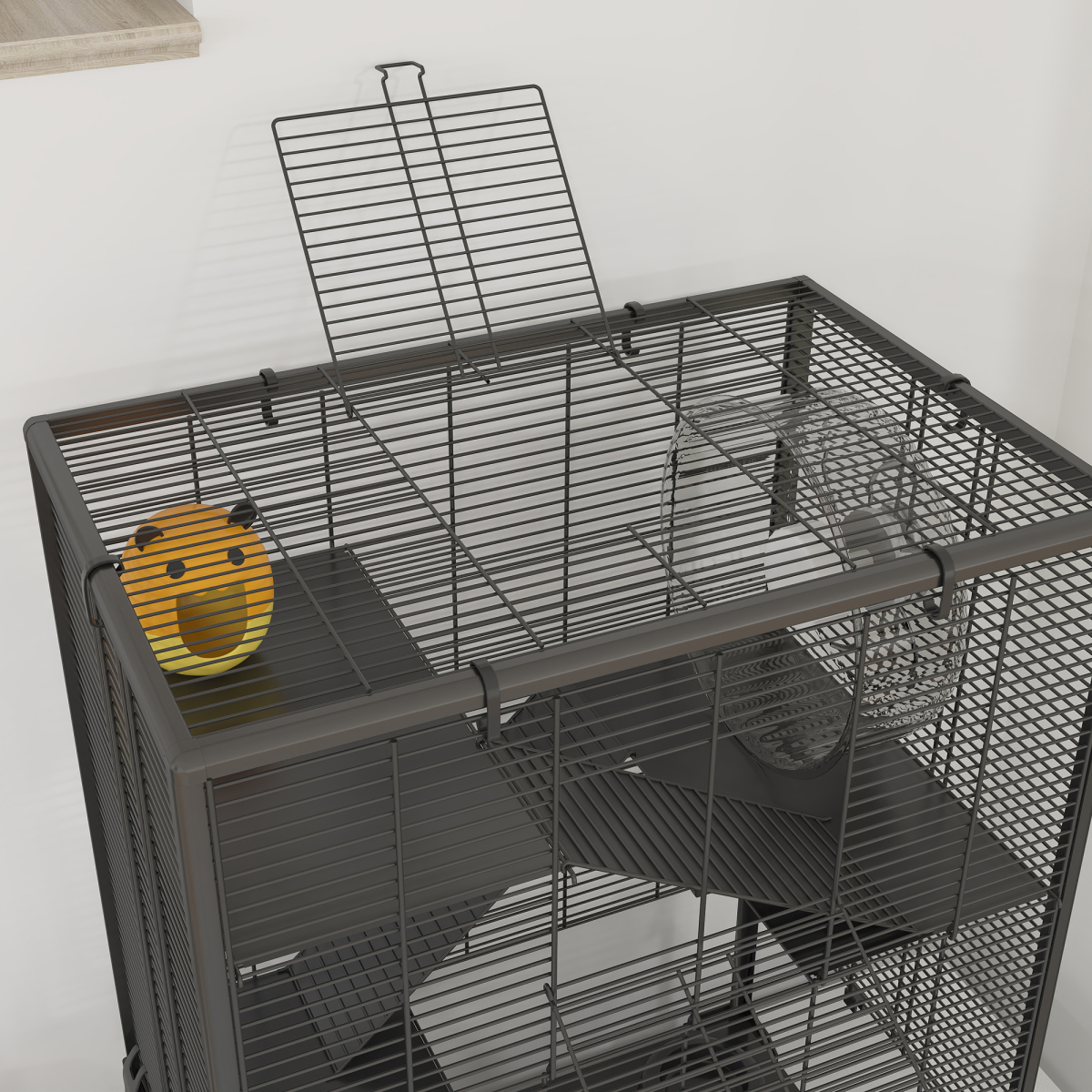 cortex-london-windsor-four-tier-hamster-cage-tempered-glass-base-black-transparent