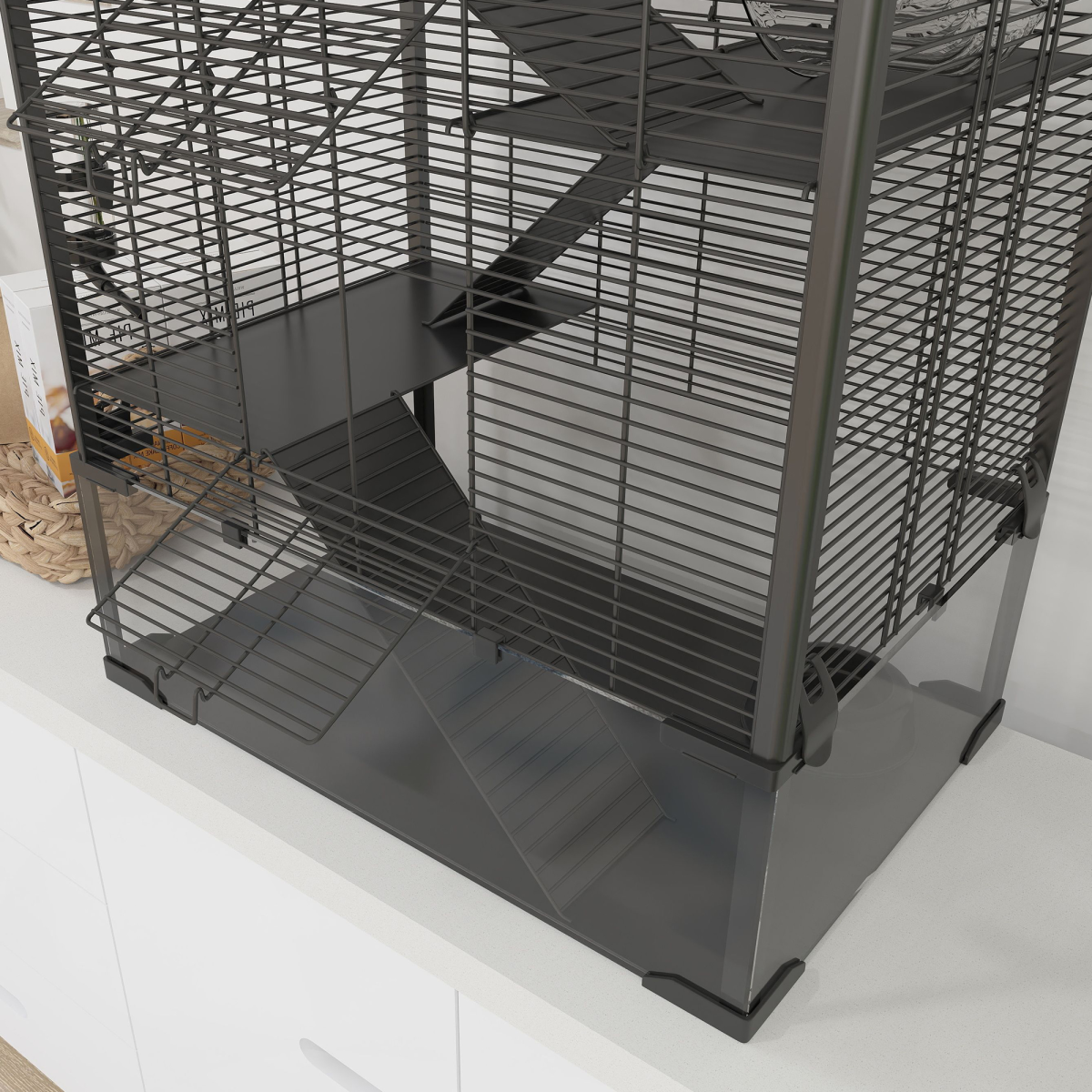 cortex-london-windsor-four-tier-hamster-cage-tempered-glass-base-black-transparent
