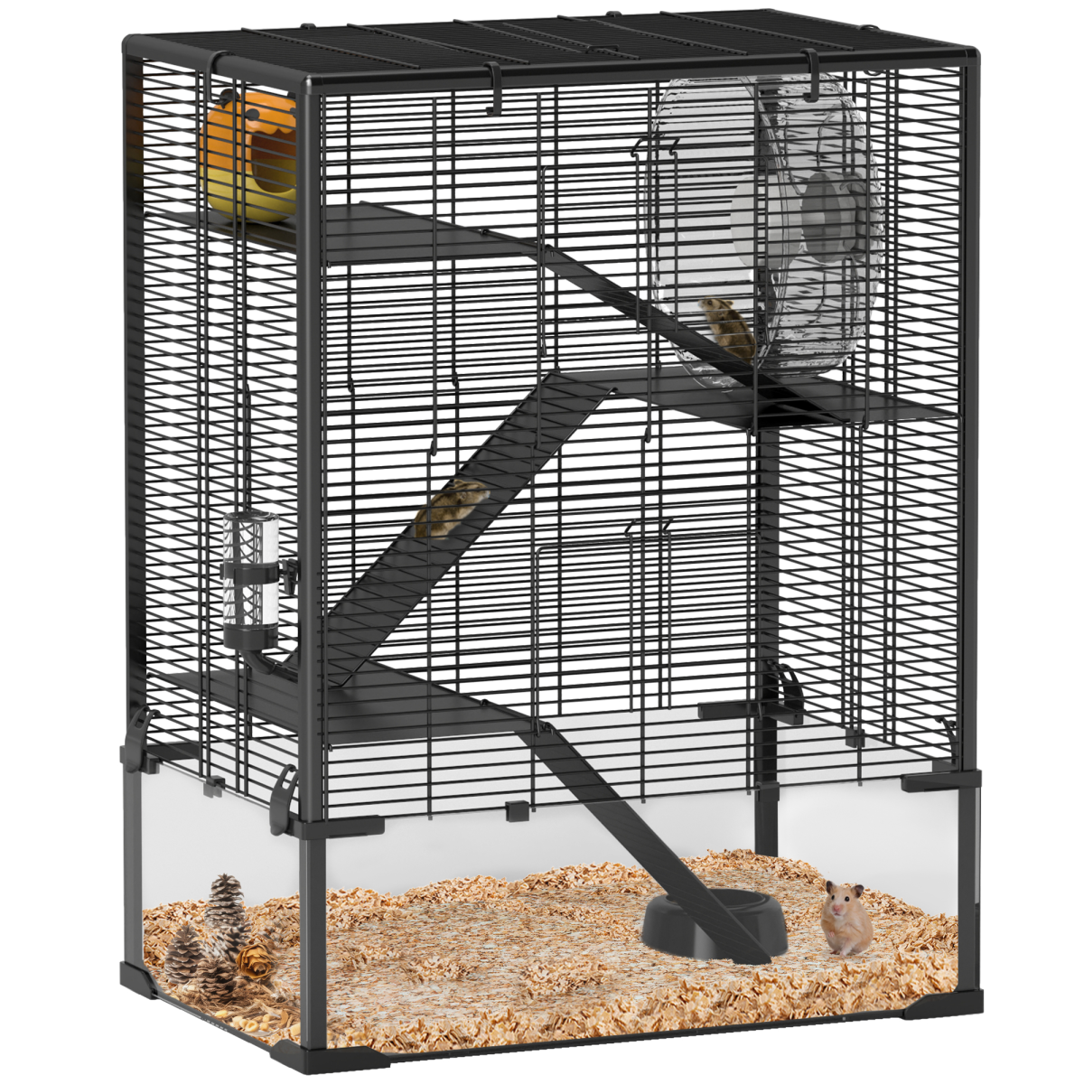 cortex-london-windsor-four-tier-hamster-cage-tempered-glass-base-black-transparent