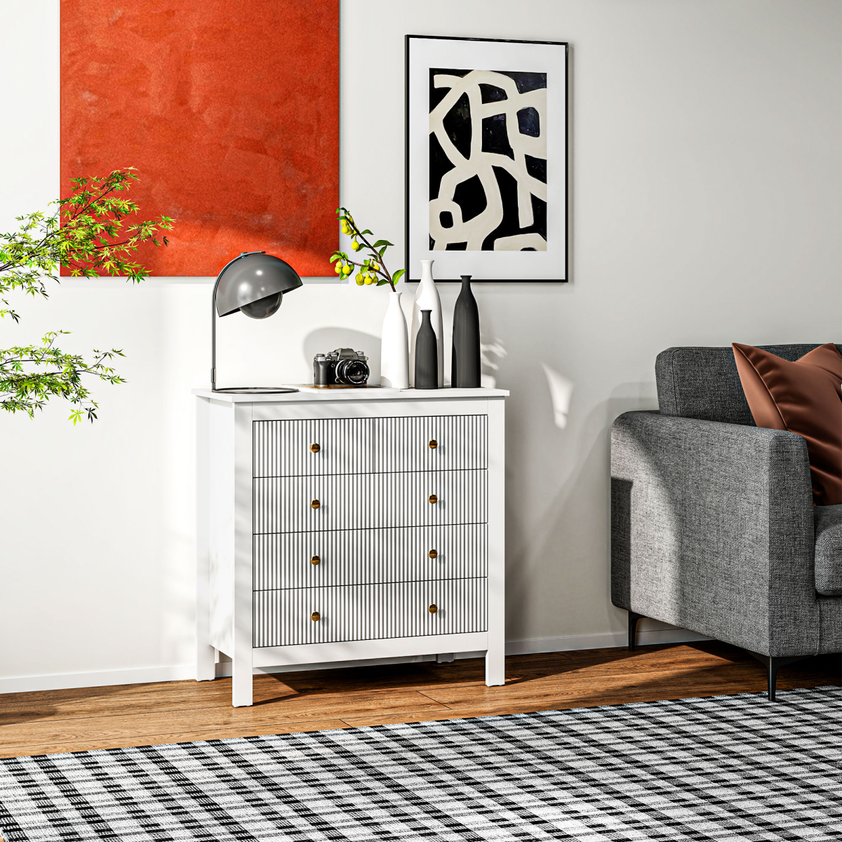 cortex-london-windsor-fluted-black-five-drawer-bedroom-chest