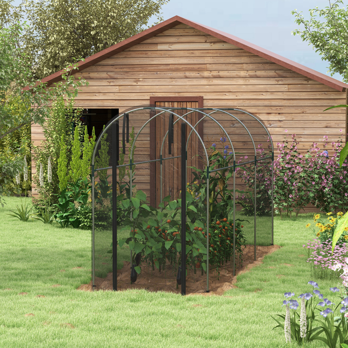 cortex-london-windsor-fruit-cage-plant-protection-tent-green-silver-galvanised-steel-hdpe
