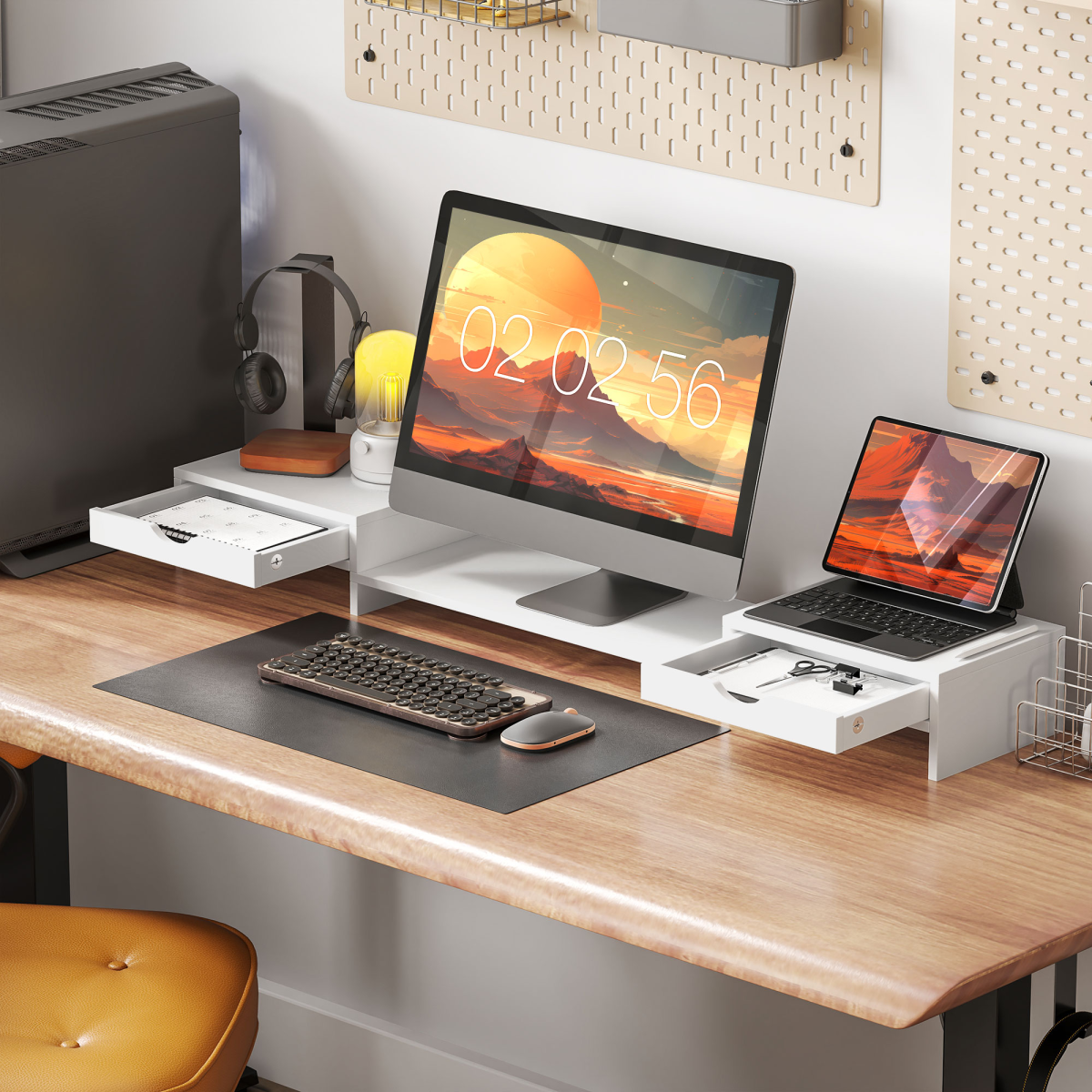 cortex-london-windsor-dual-monitor-stand-riser-adjustable-black