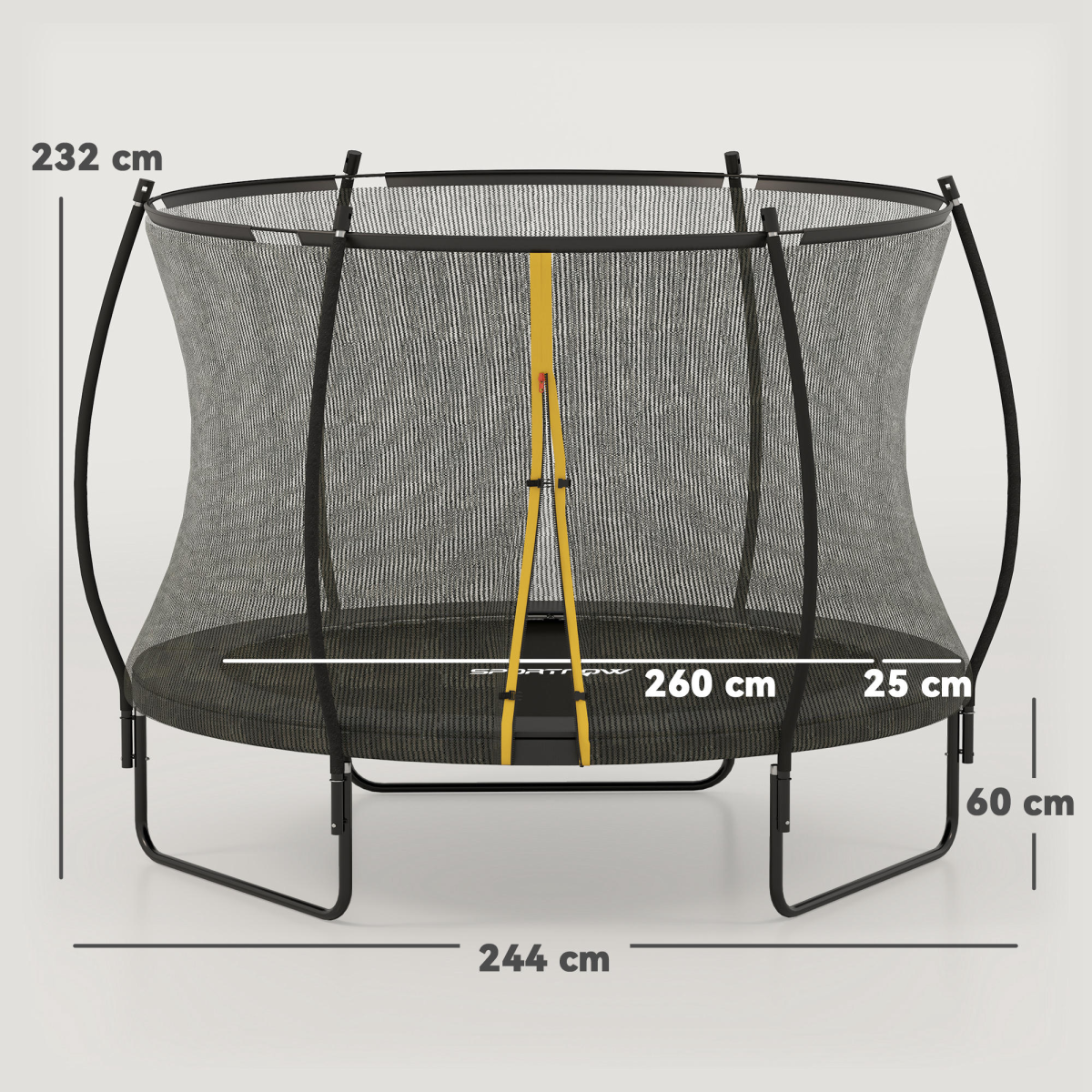 cortex-london-windsor-8ft-trampoline-with-safety-enclosure-net-black