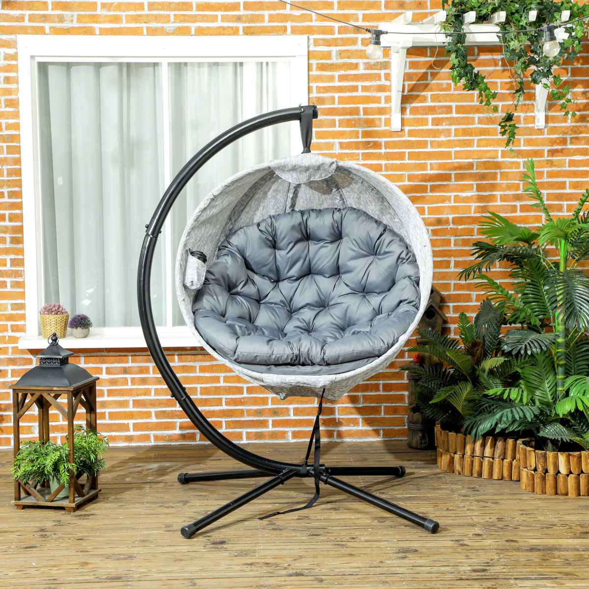 cortex-london-windsor-folding-egg-swing-chair-grey-black-steel-texteline-polyester-pp-cotton