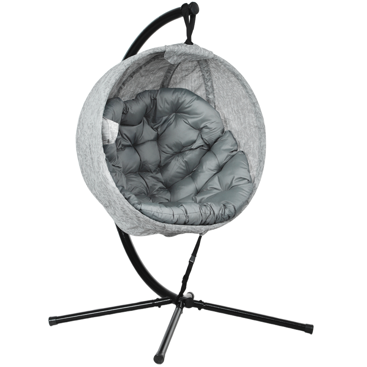 cortex-london-windsor-folding-egg-swing-chair-grey-black-steel-texteline-polyester-pp-cotton
