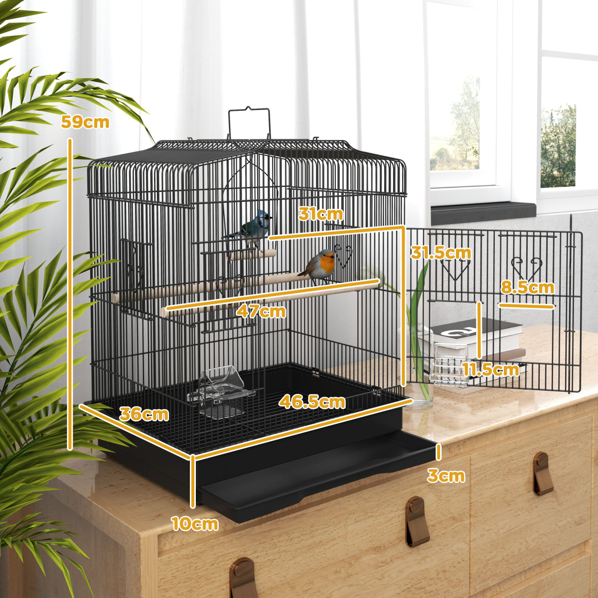 cortex-london-windsor-92cm-large-bird-cage-with-stand-black